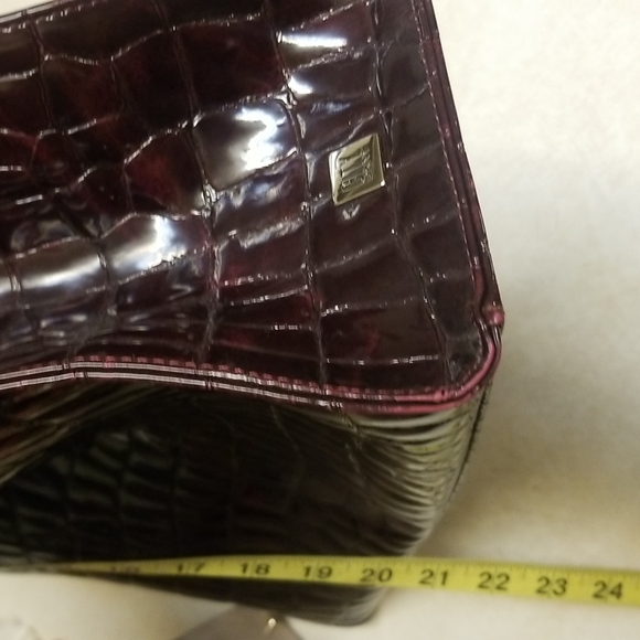 DKNY City Croc Embossed Tote Bag in Burgundy - Picture 8 of 10